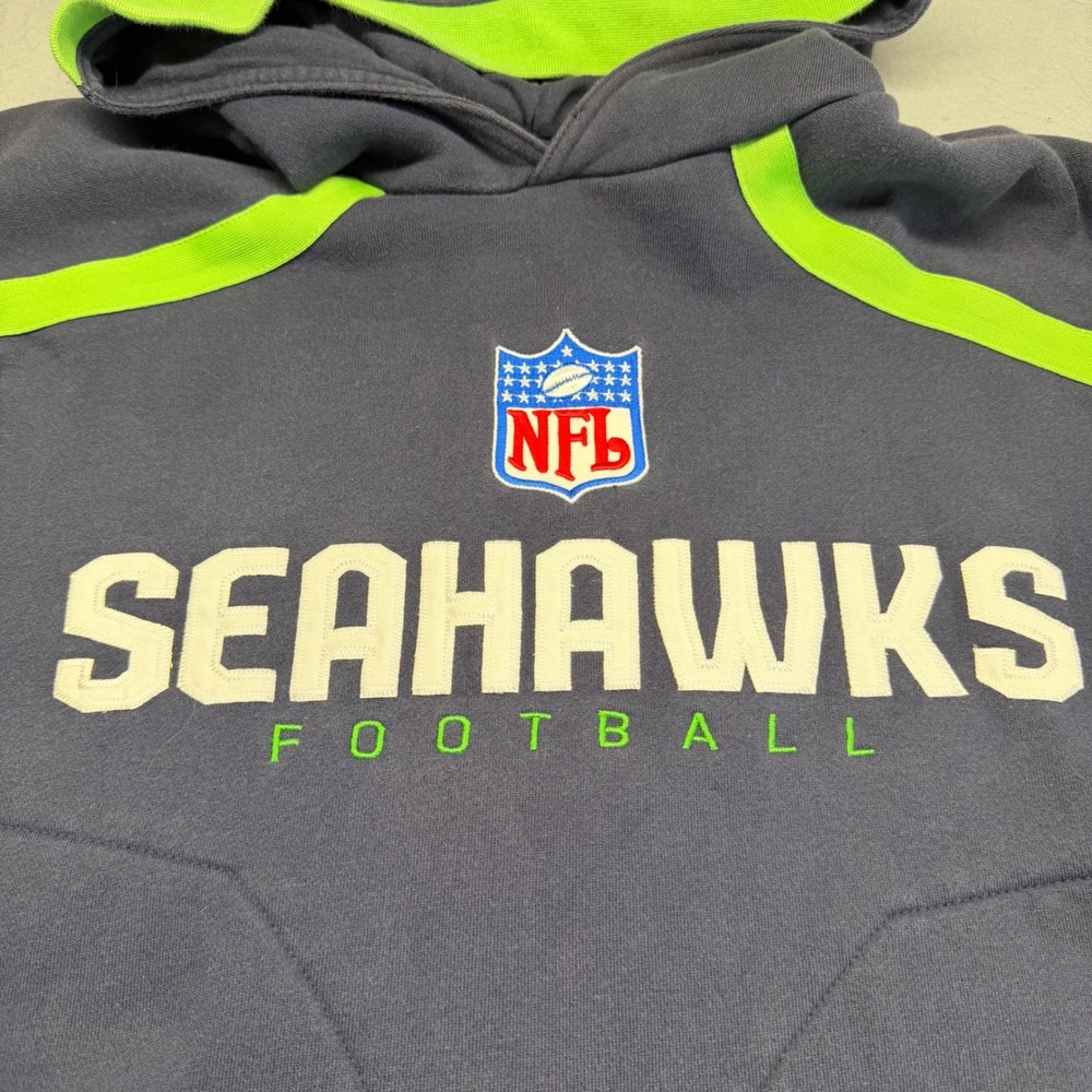 Reebok Hoodie Mens Small Blue Seattle Seahawks NFL Authentic Sideline Sweatshirt - Picture 3 of 12